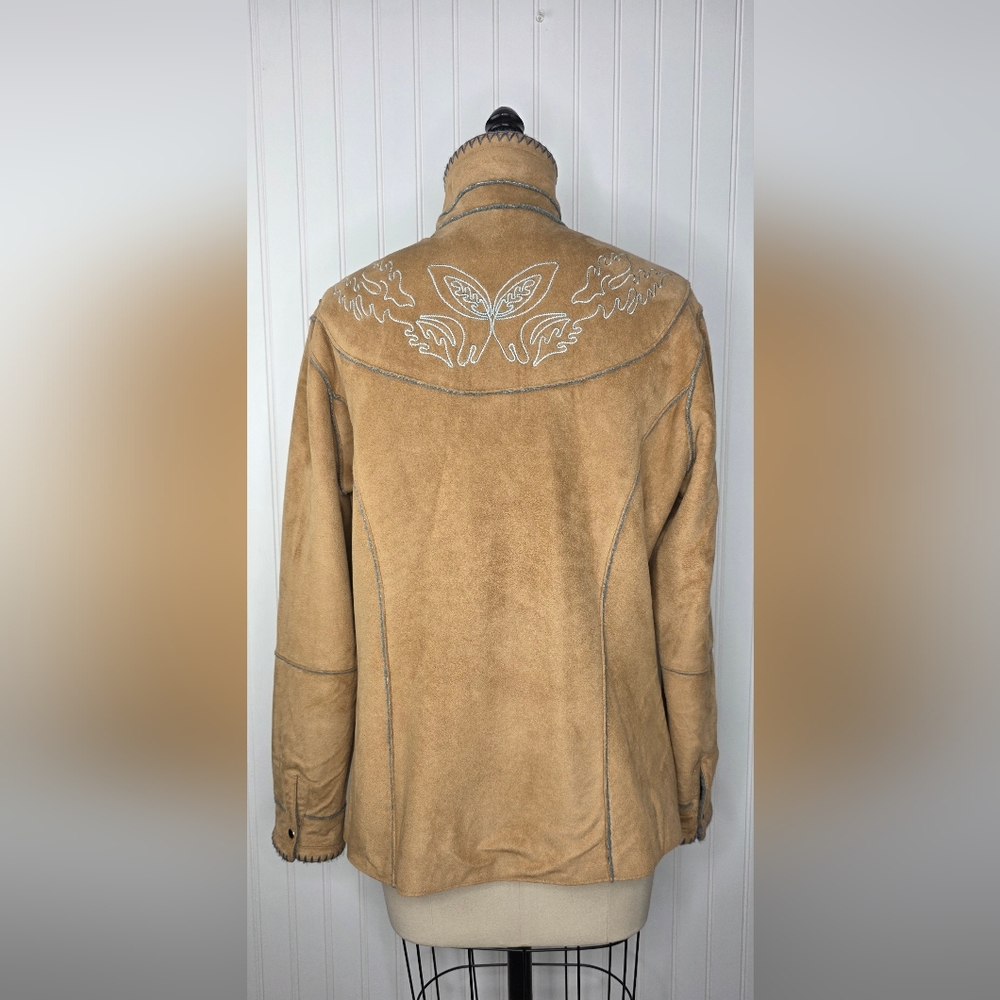 Tasha Polizzi Tasha Polizzi Western Embroidered Faux Suede Jacket Tan Size M - Picture 7 of 10